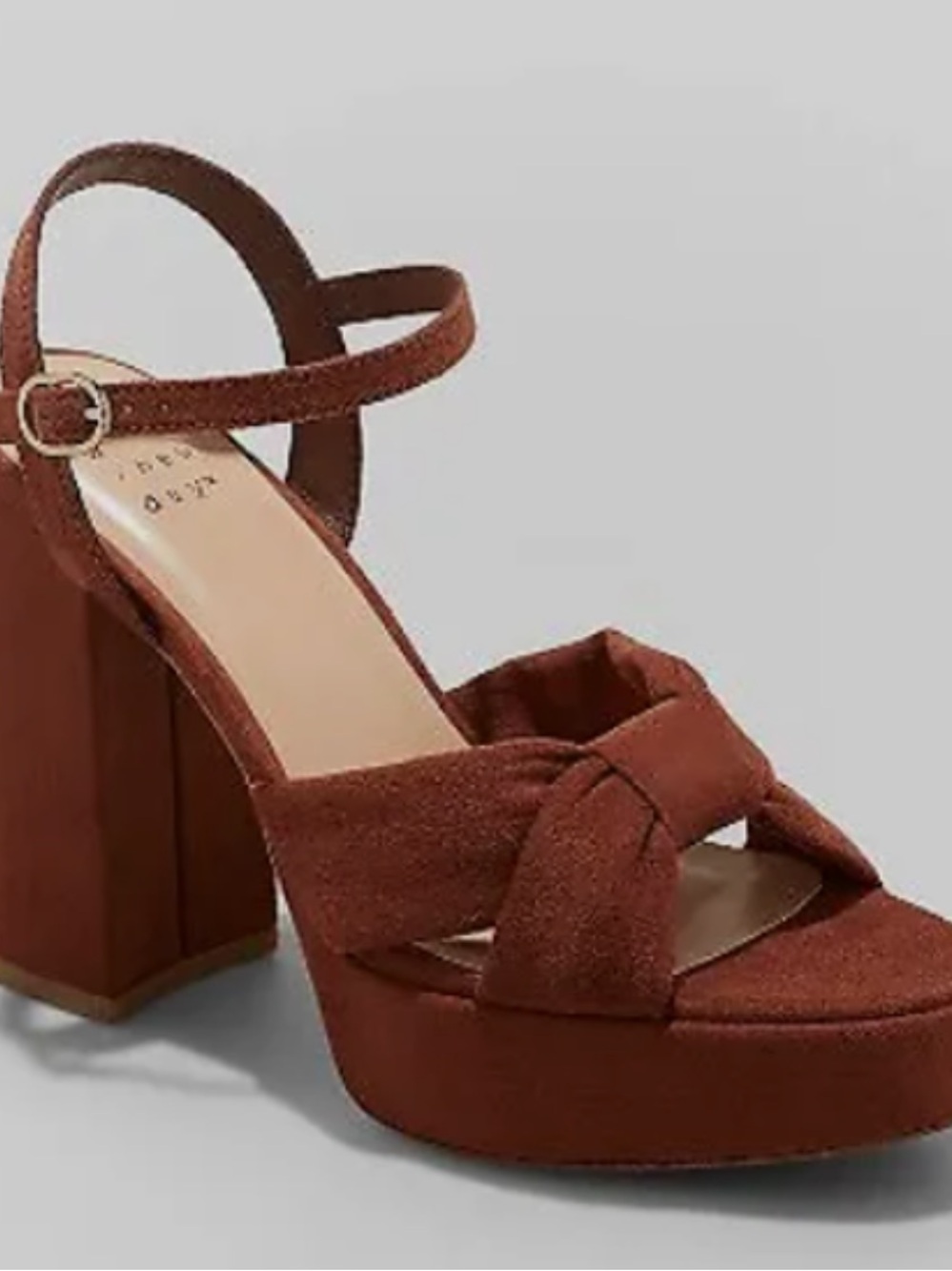 Brown Knotted Platform Block Heel Sandal - Women size 11 - Picture 8 of 15